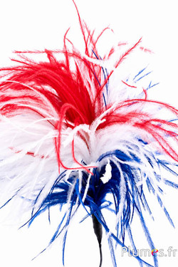 Pennacchio struzzo con anello - alt. 20-23 cm - blu-bianco-rosso
